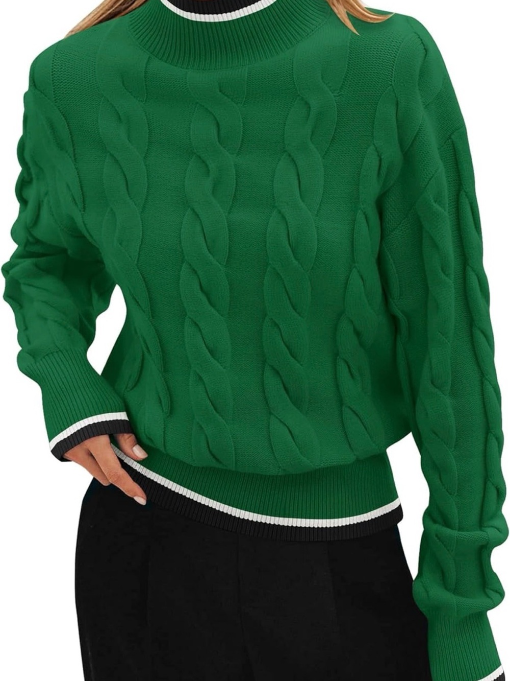 ZESICA women’s casual mockneck cable knit chunky pullover sweater
